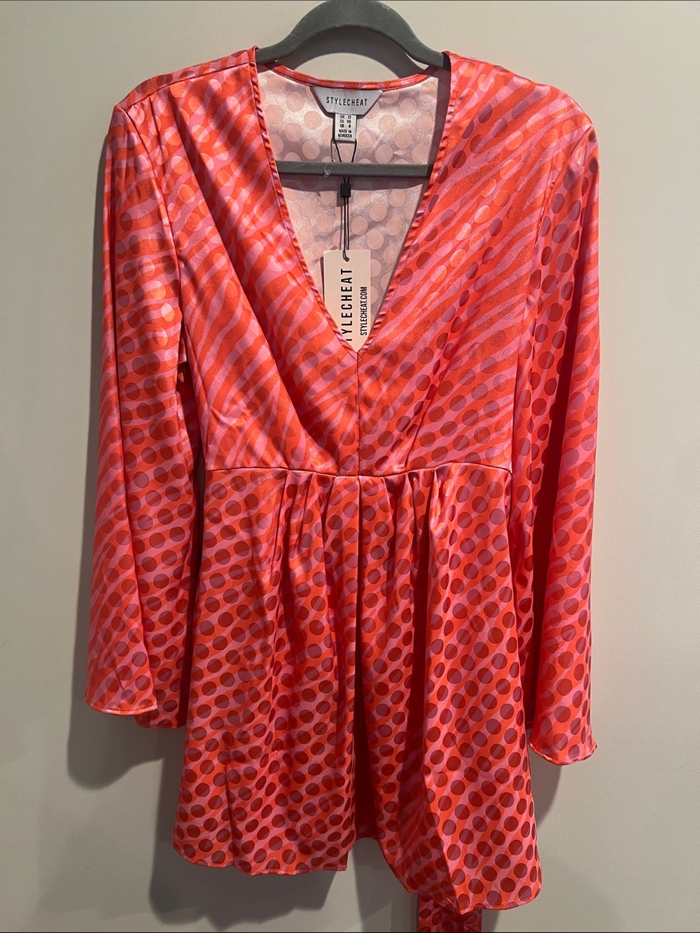 STYLECHEAT Coral Pink Polka Dot Dress